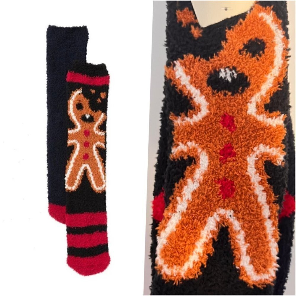 Nordstrom Seasonal Style Gingerbread Man Fuzzy Soft Socks Holiday Christmas Gift